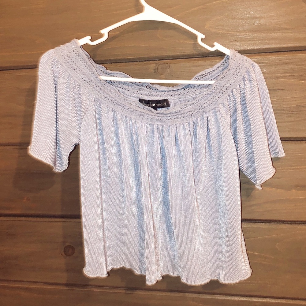 Flowy off the shoulder blue crop top